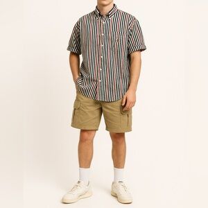 VINTAGE TOMMY HILFIGER Crest Stripe Button-Down | L | 90s Preppy Americana